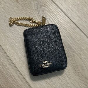 Coach zip card case - black/gold